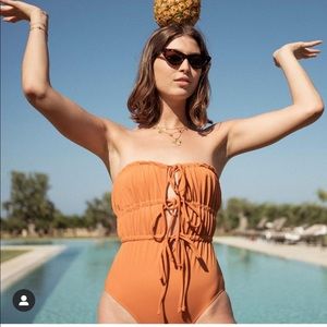 Solid And Striped One Piece Swimsuit